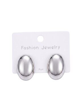 3/$20 NWT | Silver Polished Oval Dome Statement Stud Earrings Chunky Minimalist